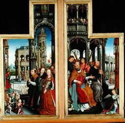 Polyptyk om förhärligandet av den heliga treenigheten som skildrar apostlar och martyrer, 1509-16