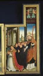 Polyptyk om förhärligandet av den heliga treenigheten, panel föreställande munkar, 1509-15