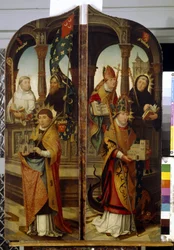 Sankt Trond och Sankt Guillaume. Fasta paneler av en triptyk (Saint Trudo och Saint Guillaume. Två sidopaneler av Triptyken). Målning av Jean (Jehan) Bellegambe (Belgamb, Belgland) (1470-1534), olja på duk