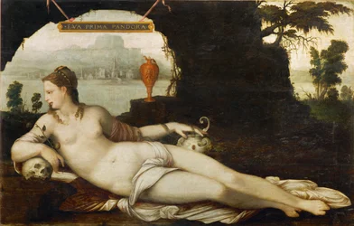 Eva Prima Pandora, ca 1550 (målning på trä)
