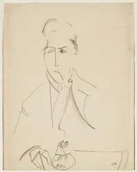 Porträtt av Modigliani med pipa