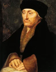 Schweiz, Genève, Porträtt av Desiderius Erasmus av Rotterdam (1466-1536)