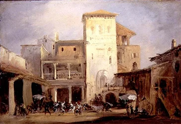 Lord Don Pedros hus i Alcala de Henares (olja på koppar)