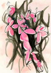 Rosa abstrakta blommor