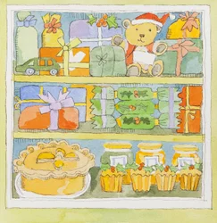 Julskåpsinredning (akvarell)