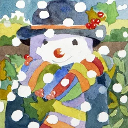 Snögubbe i snö, 2011 (akvarell)
