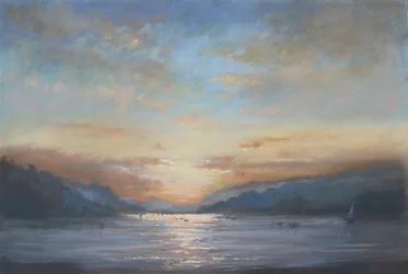 Salcombe Dawn (olja på duk)