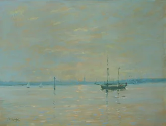 Southampton Water Sunset (olja på duk)