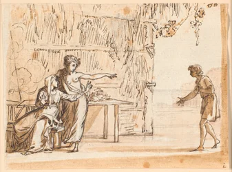 En scen ur Salomon Gessners idyll "Le premier navigateur"