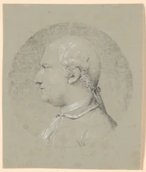 Mansporträtt, inskrivet i cirkel, profil till vänster