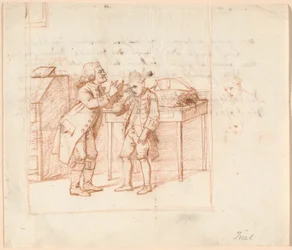 Utkast till illustration P.A. Heibergs pjäs "De Vonner og de Vanner"