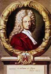 Porträtt av Daniel Defoe (lito i färg)