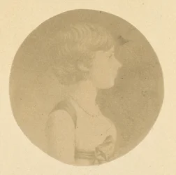 Mezzotint porträtt av en flicka i profil, från St. Memin Collection of Portraits, 1862.