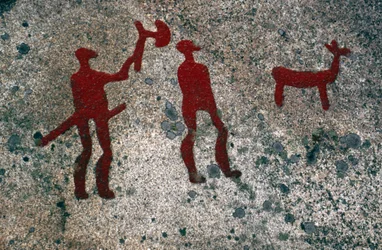 Ambush, Bronze Age rock carving, Tanum, Västra Götaland, Sweden