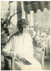 Mrs L D James från Williamsburg Massachusetts, syster till Marshall Field, ca 1905-28 (foto av gelatinsilver)