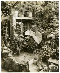 Pool som visar terrass Home of George and Mary Stonehill, Greenwich Village, New York, USA, ca 1936-37 (foto av gelatinsilver)