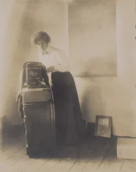 Portrait of Lillian Baynes Griffin with her camera, 1905-10 