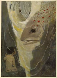 Åh, skada mig inte! ropade Tom. Jag vill bara se på dig; du är så snygg, från The Water Babies av Charles Kingsley, pub. 1916 (lito i färg)