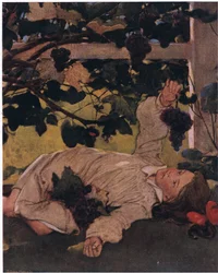 Hon visste att hon kunde äta en när hon ville, så hon hade ingen brådska (färg litho)