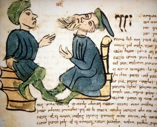 Judendom: Representation av en rabbins lärdom. 1400-talsmanuskript. Biblioteca Palatina, Parma