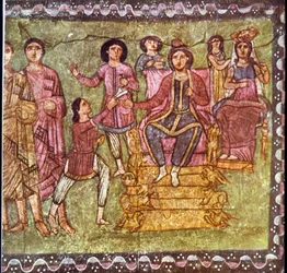 Mordechai och Esther (tempera på gips)