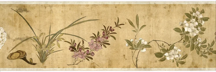 Hundra blommor, tidigt 1600-tal (målat siden) (detalj: se även 207347-58)