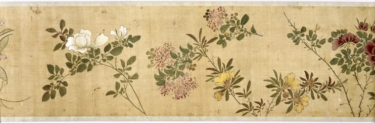 Hundra blommor, tidigt 1600-tal (målat siden) (detalj: se även 207347-58)