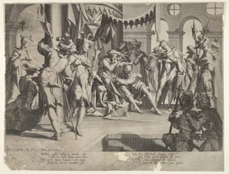 The Judge Bias Shedding Tears, skylt IX från Thronus Justitiæ, 1605