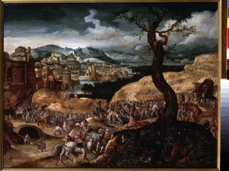 ""The Passion of Christ"" (The Passion of Christ) Uppstigningen till Golgata. Målning av Joachim Patinier (eller Patiner eller Patinir) (cirka 1480-1524) Pushkin-museet från 1500-talet, Moskva