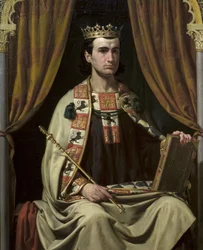 Le roi de Castille Alphonse X le sage (Alfonso X el Sabio) (1221-1284) - Porträtt av Alfonso X (1221-1284), kung av Kastilien - målning av Dominguez Becquer, Joaquin (1817-1879) - - Ayuntamiento de Sevilla