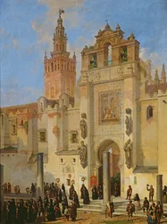 Religiös procession i Sevilla