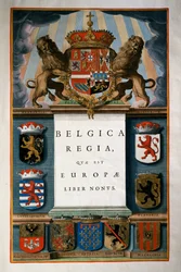 Belgica Regia quae est Europae (Belgien), Bok IX, titelsida Volym IV, Atlas maior, av Joan Blaeu (1596-1673), kopparstick, 57,5x39 cm, Amsterdam