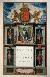 East Anglia quae Europae (England), Bok XI, titelsida Volym V, Atlas maior, av Joan Blaeu (1596-1673), kopparstick, 57,5x39 cm, Amsterdam