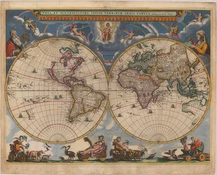 Karta över världen. Dubbla halvklot. 1662-64