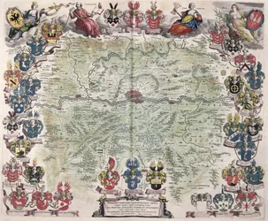 Karta över Frankfurt med omnejd, från "Nova Hanc Territori Francofurtensis Tabulum", 1649