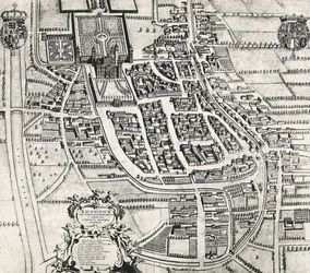Karta över Racconigi, gravyr av Joan Blaeu (1596-1673), Italien
