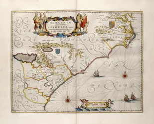 Karta över Virginia och Florida, 1667