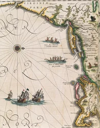 Karta över kusten i Virginia, från Theatrum Orbis Terrarum av Joan Blaeu