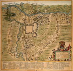 Belägringen av Turin 1639, färgstick från Theatre Sabaudiae av Joan Blaeu, tryckt i Italien