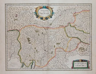 Trento-området, fra Theatre of World, eller New Atlas of Maps and Representations of All Regions (Theatrum orbis terrarum, sive, Atlas novus) af Joan Blaeu (1596-1673), Italyswed