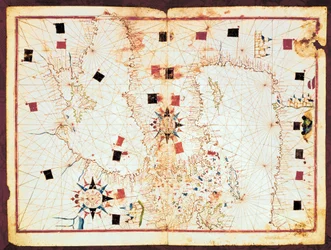 Karta över den östra delen av Medelhavet och Svarta havet, manuskript till en portolanatlas från 1500-talet (manuskript)