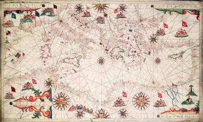 Sjökort över Medelhavet, ca 1640 (pergament)