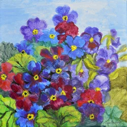 Blue Primroses, 2017, (akryl)