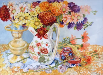 Chrysanthemums in a Chinese Jug, 2012,wc på papper