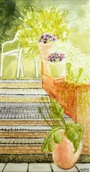 Cynthias Garden;Steps and Pots,2009,