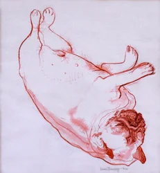Hogarth Sleeping, 2005, (bläck på vått papper)