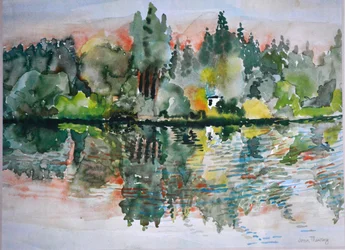 Sjön vid solnedgången, Bremes les Ardres, 2000,