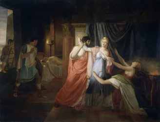 Proculeius hindrar Cleopatra från att sticka sig själv