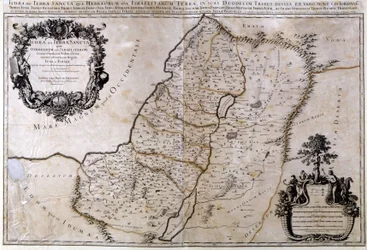 Historisk geografisk karta över Palestina. Jansson Atlas