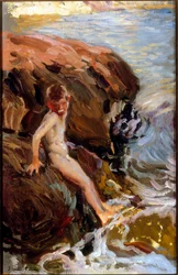 Pojke på klipporna Jarea . Målning av Joaquin Sorolla y Bastida, (1863-1923) Huile sur toile; Collection privee.